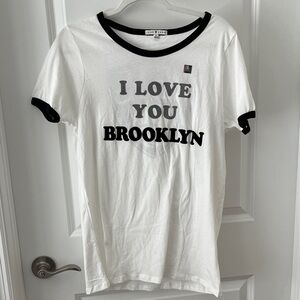 Junk Food Clothing Authentic NBA Brooklyn Nets  T-Shirt with Black Trim NWT